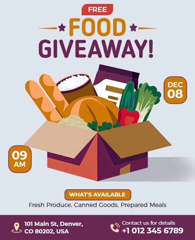 Community Free Food Giveaway Event Flyer Template