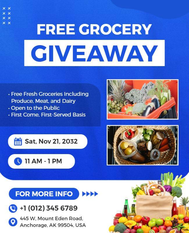 Community Free Grocery Giveaway Event Flyer Template