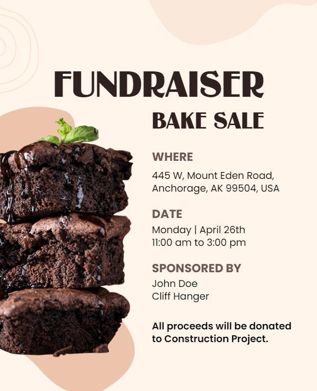 Delicious Brown Bake Sale Fundraiser Flyer Template