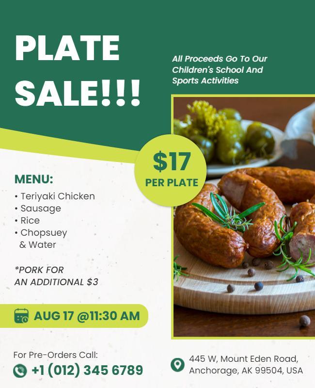 Community Fundraiser Plate Sale Flyer Template