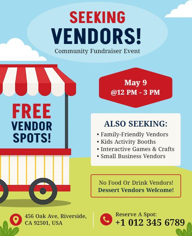 Community Fundraiser Seeking Vendors Event Flyer Template
