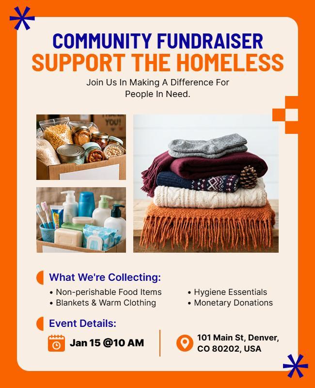 Community Fundraiser Supporting the Homeless Flyer Template