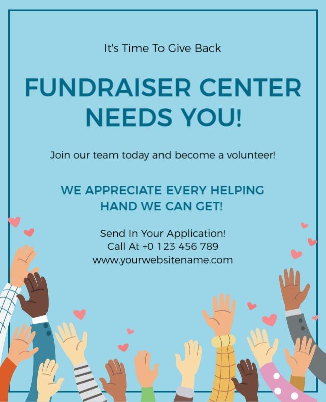 Community Fundraiser Volunteer Recruitment Flyer Template