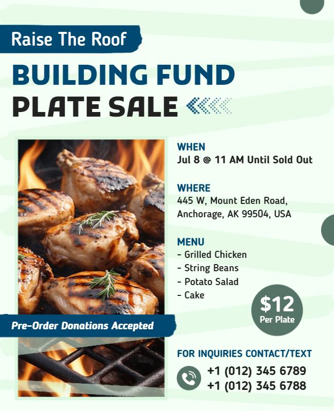 Community Fundraising Plate Sale Event Flyer Template