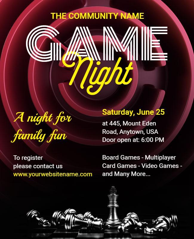 Community Game Night Family Fun Flyer Template