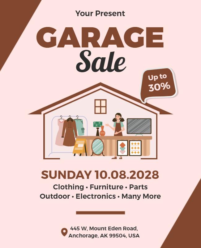 Chic Vintage Garage Sale Event with Discounts Flyer Template