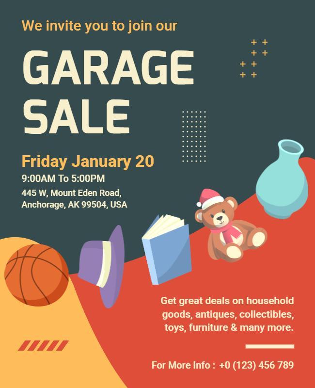 Playful Colorful Garage Sale Event Flyer Template