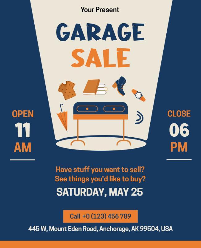 Colorful Retro Garage Sale Event Flyer Template