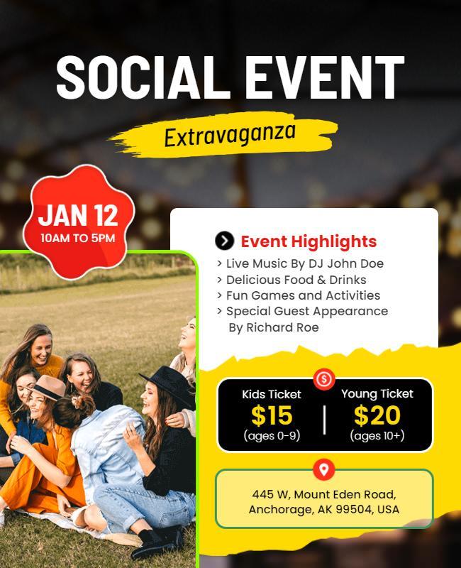 Community gathering highlighting local attractions flyer template