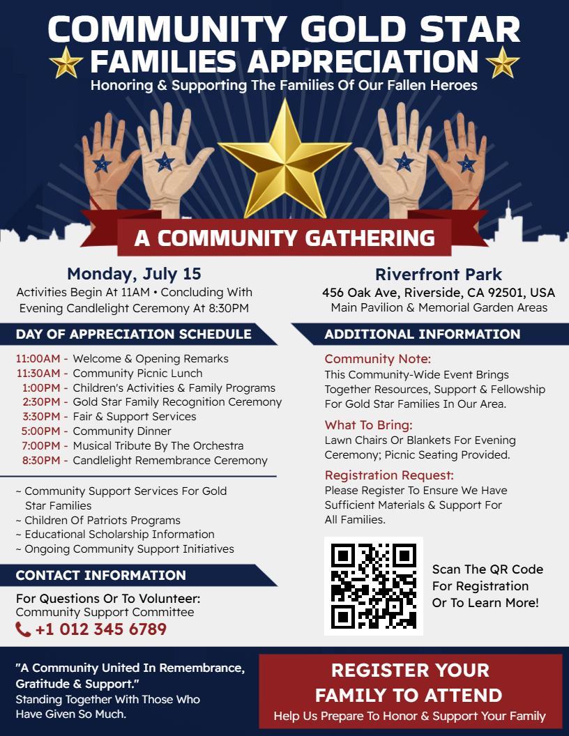 Community Gold Star Families Appreciation Flyer Template