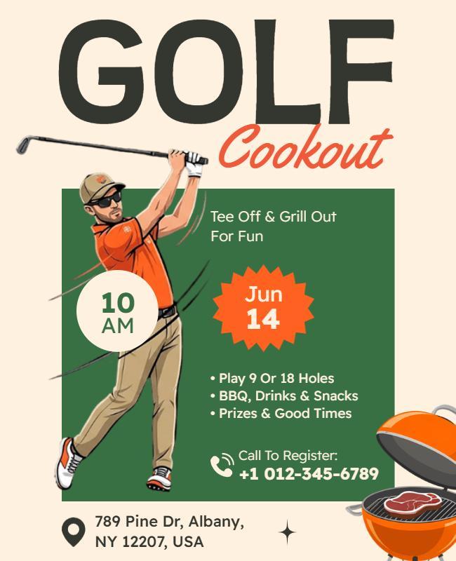 Community Golf Cookout Gathering Flyer Template