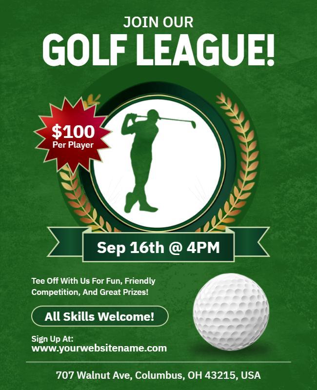 Community Golf League Event Flyer Template