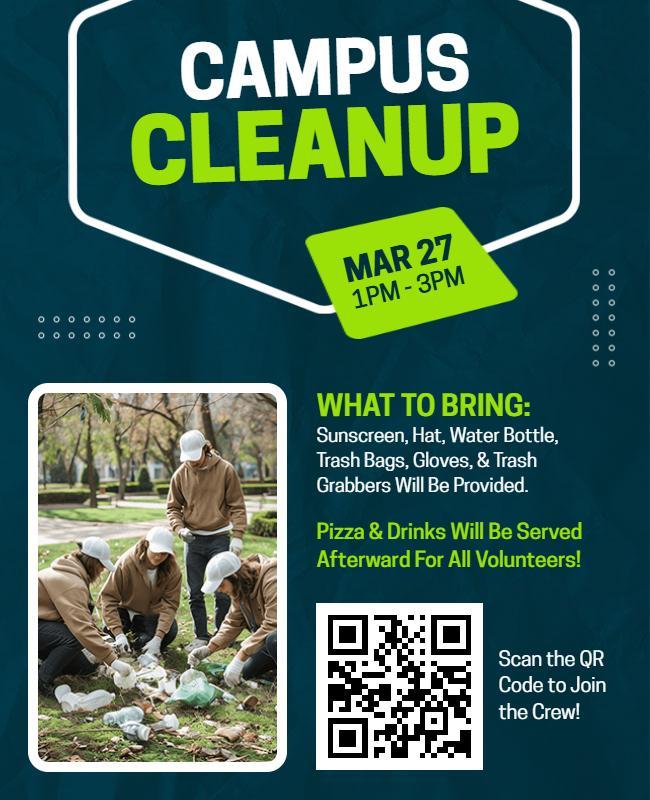 Community Green Campus Cleanup Event Flyer Template
