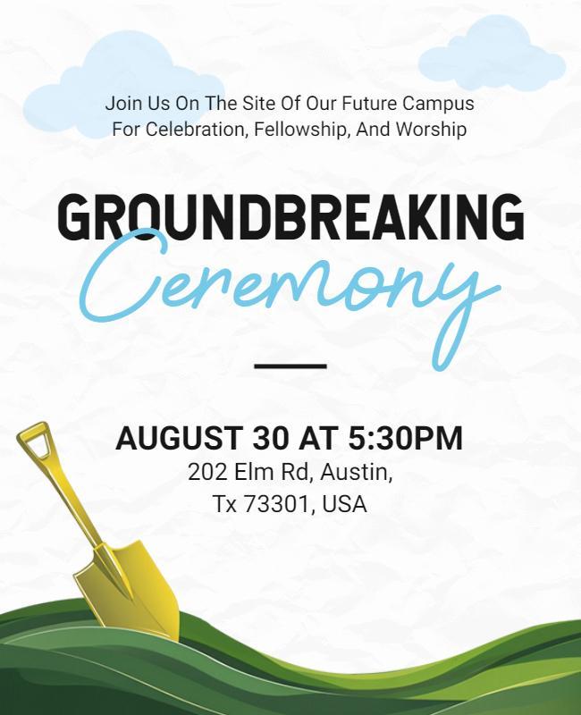 Community Groundbreaking Ceremony Invitation Flyer Template