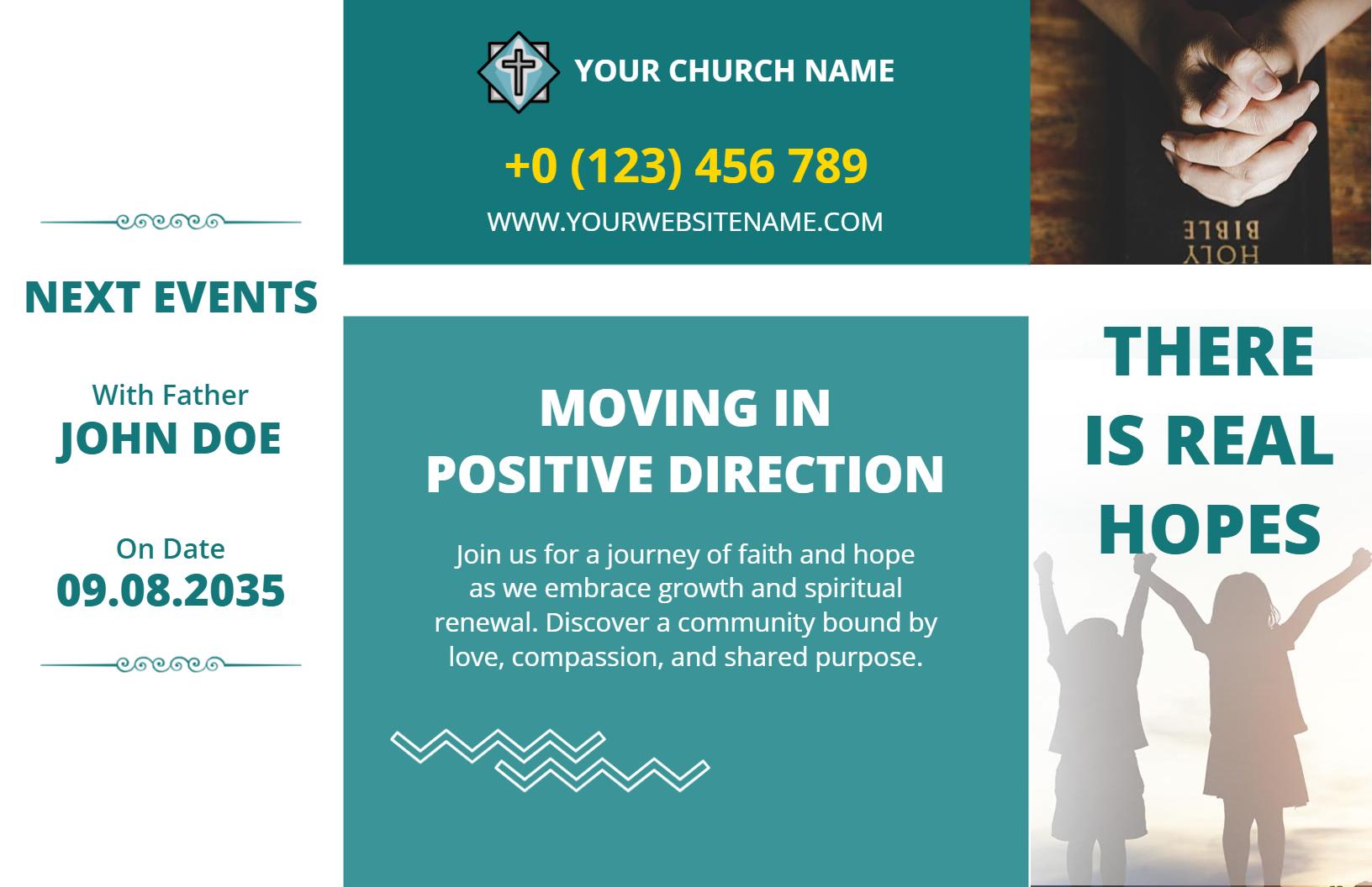 Community Growth and Faith Renewal Church Brochure Template