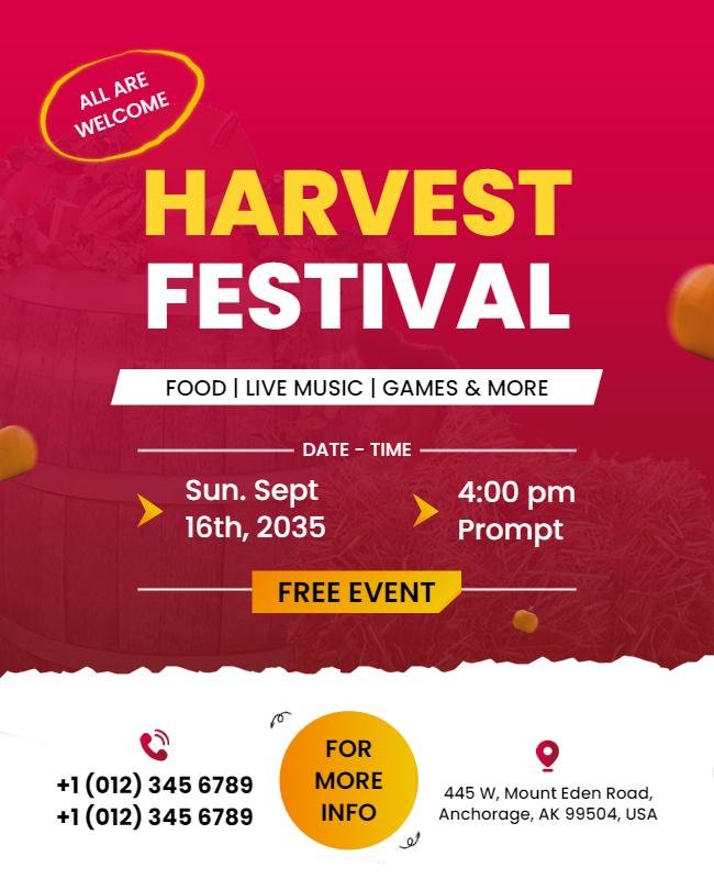 Community Harvest Festival Celebration Flyer Template