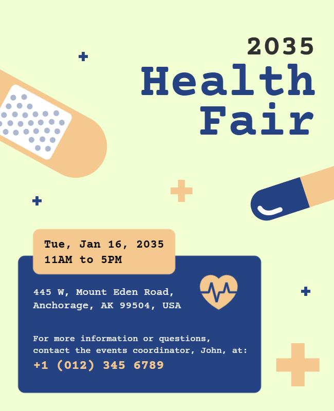 Playful Pastel Health Fair Information Flyer Template