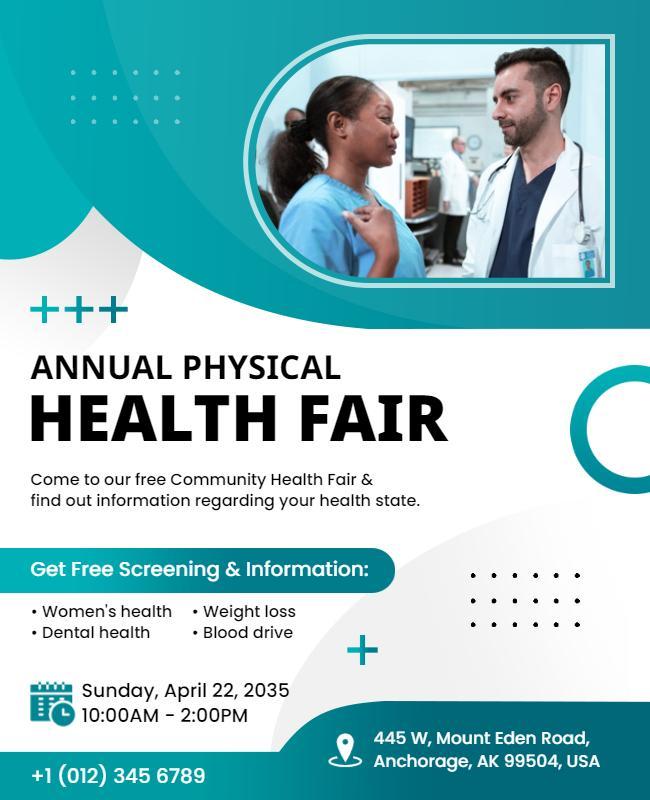 Community Health Fair Screening Event Flyer Template