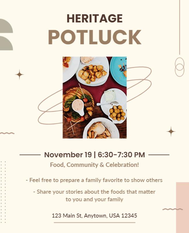 Community Heritage Potluck Event Flyer Template