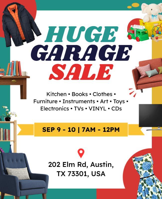 Community Huge Garage Sale Announcement Flyer Template