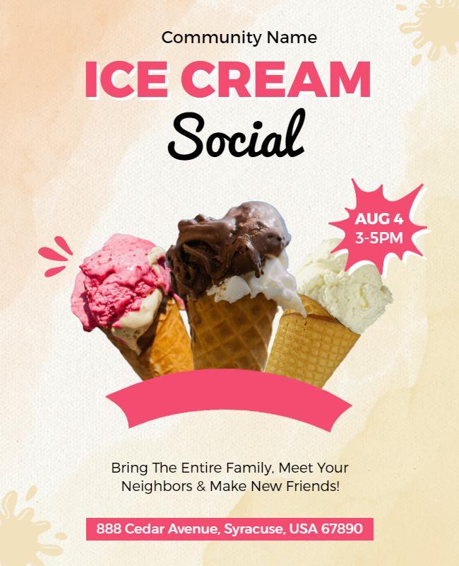 Playful Ice Cream Theme Family Social Event Flyer Template