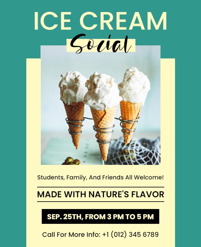 Colorful Ice Cream Social with Family and Friends Flyer Template