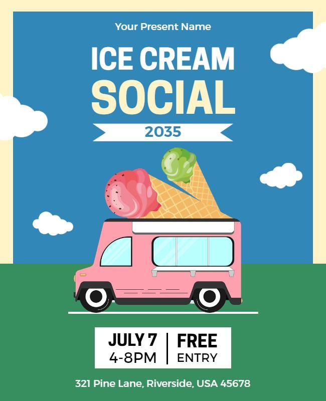 Playful Ice Cream Theme Community Social Event Flyer Template