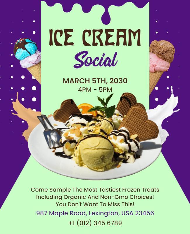 Colorful Fun Ice Cream Social Event Flyer Template