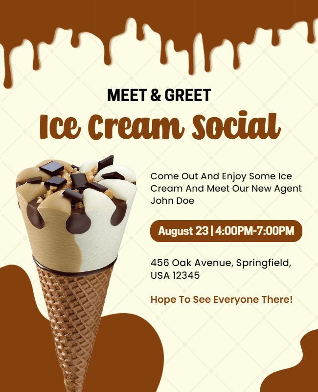 Delicious Chocolate Ice Cream Social Meet and Greet Flyer Template