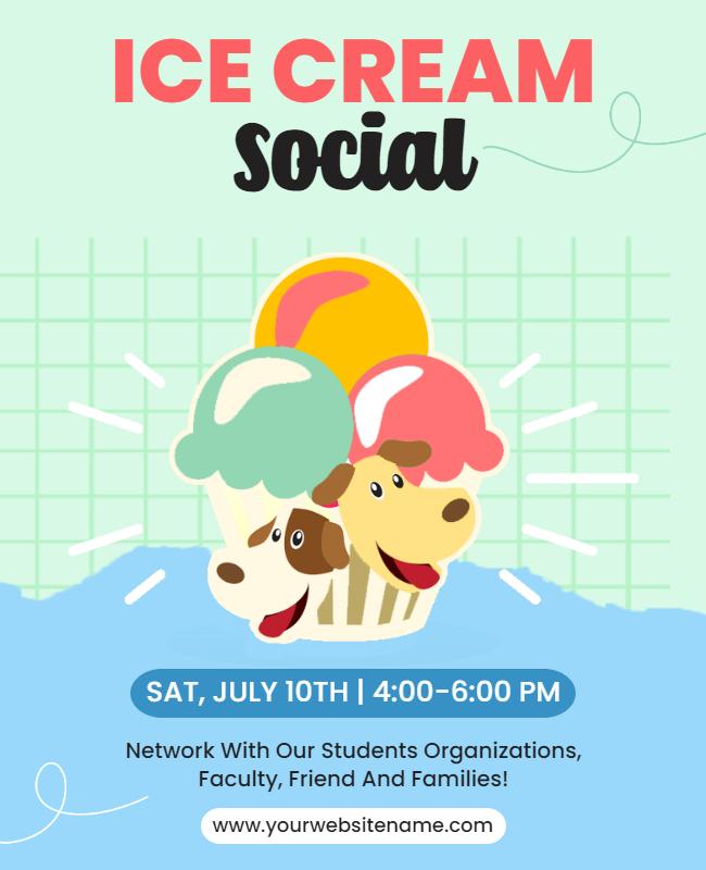 Playful Ice Cream Social with Cute Dogs Flyer Template