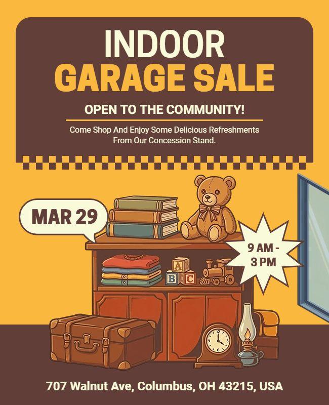 Community Indoor Garage Sale Event Flyer Template