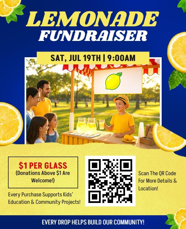 Community Lemonade Fundraiser Event Flyer Template