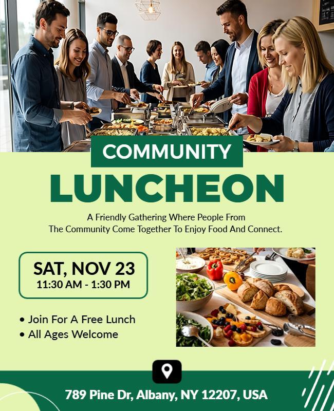 Community Luncheon Gathering Invitation Flyer Template