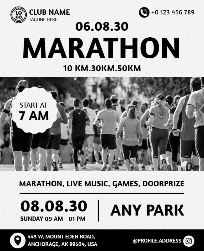 Community Marathon and Activities Event Flyer Template