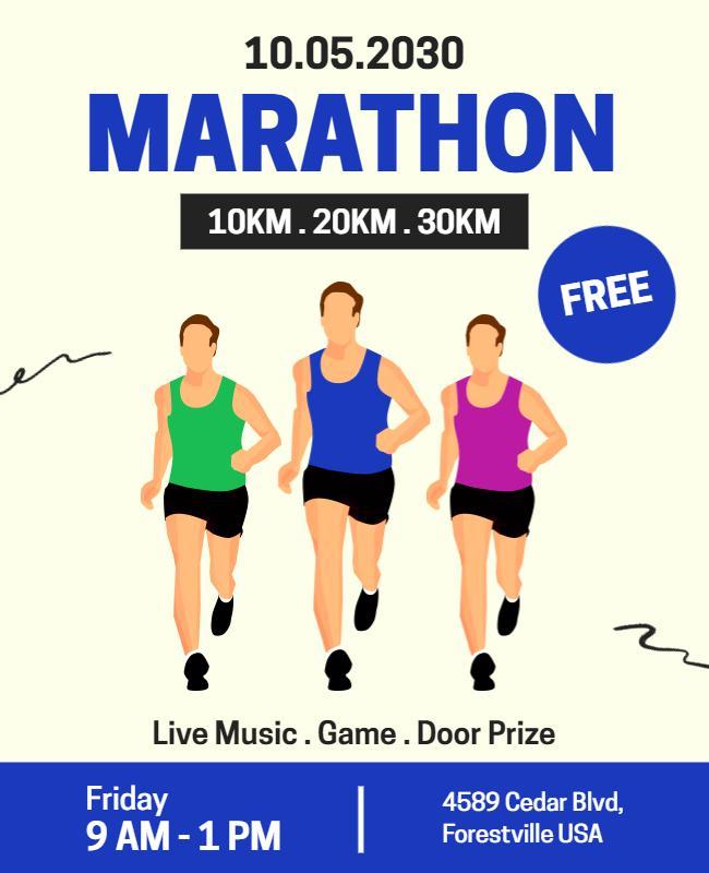 Vibrant Athletic Marathon Event with Free Activities Flyer Template