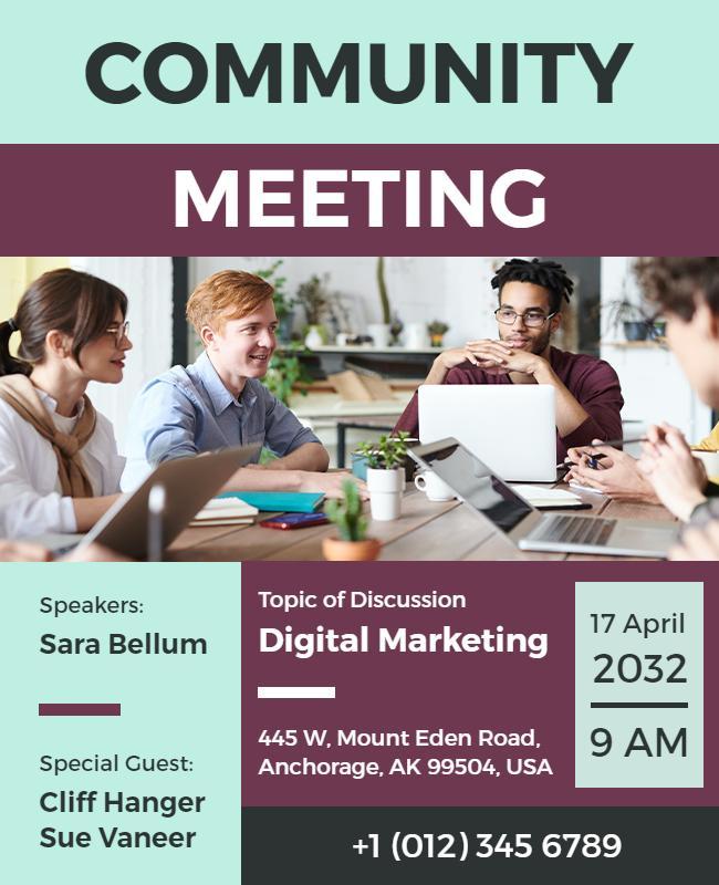 Community Meeting Digital Marketing Flyer Template