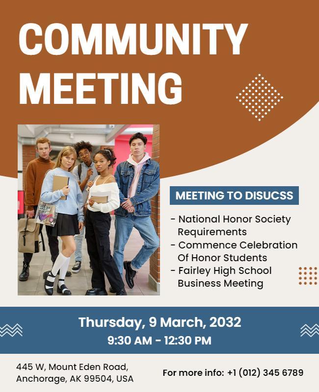 Community Meeting Discussion Topics Flyer Template