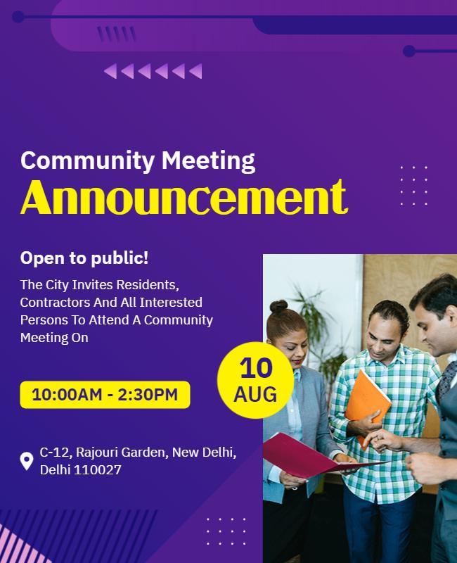 Community Meeting Public Announcement Flyer Template