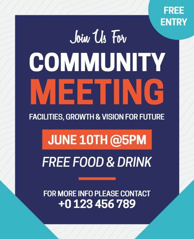 Community Meeting with Free Entry Flyer Template