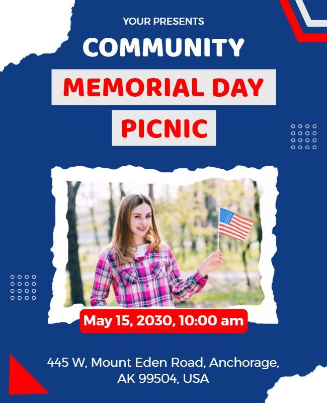 Community Memorial Day Picnic Event Flyer Template