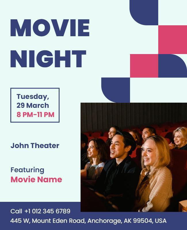 Modern Geometric Movie Night Theater Event Flyer Template