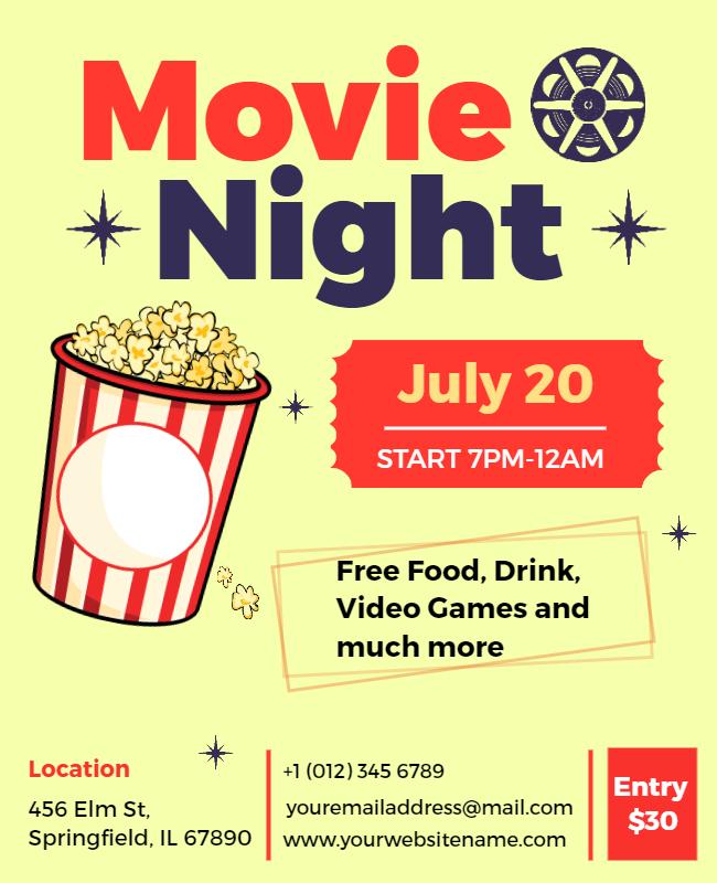 Community Movie Night Event Flyer Template