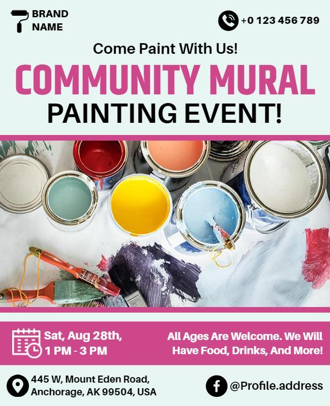 Community Mural Painting Event Flyer Template