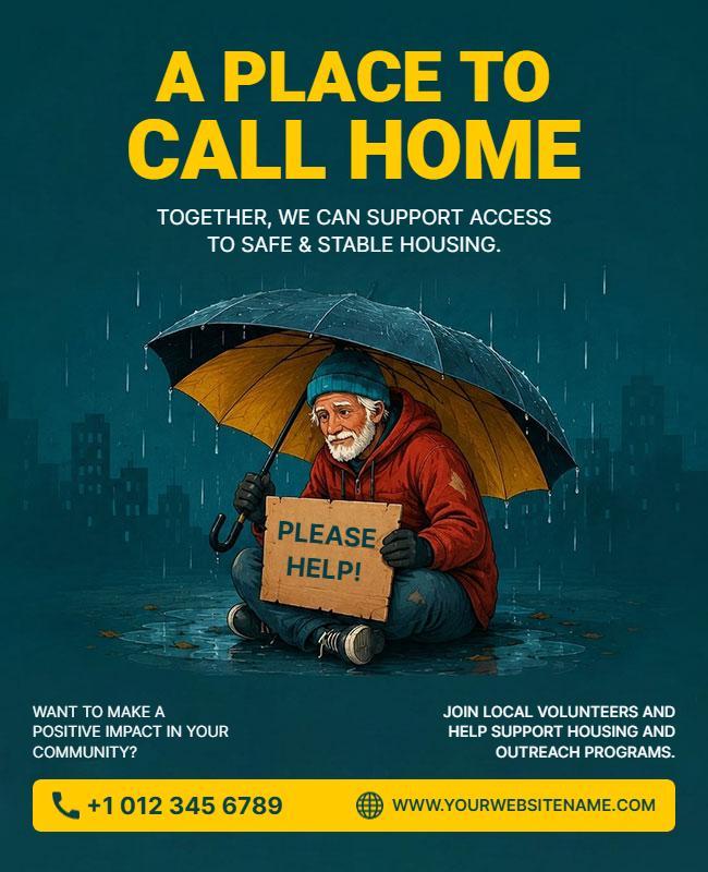 Community Outreach for Homeless Housing Event Poster Template