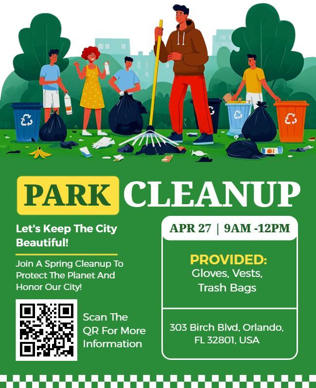 Community Park Cleanup Volunteer Event Flyer Template