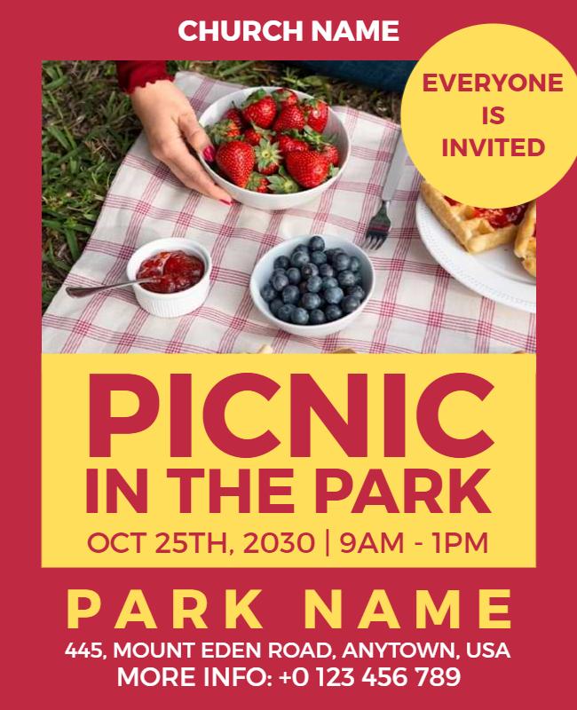 Community Park Picnic Invitation Flyer Template