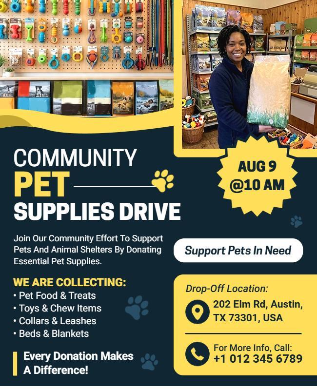 Community Pet Supplies Drive Flyer Template
