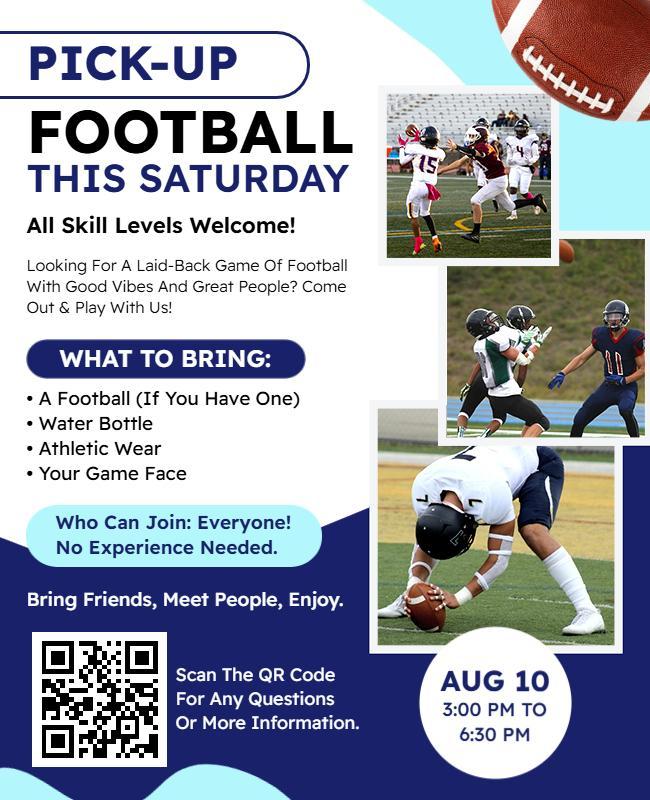 Community Pick-up Football Game Flyer Template