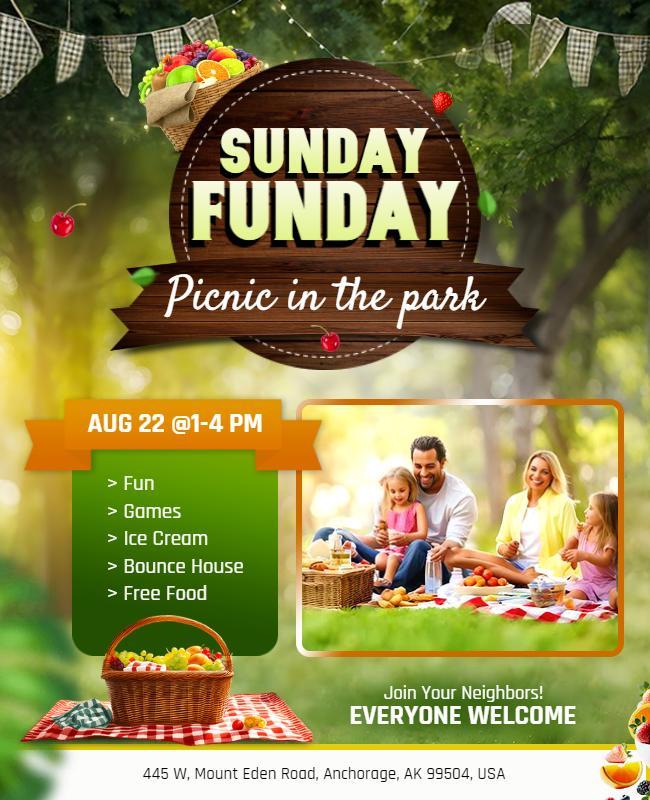 Community Picnic in the Park Flyer Template