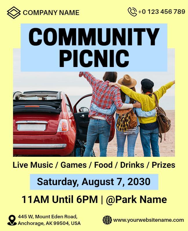 Community Picnic with Live Music Flyer Template